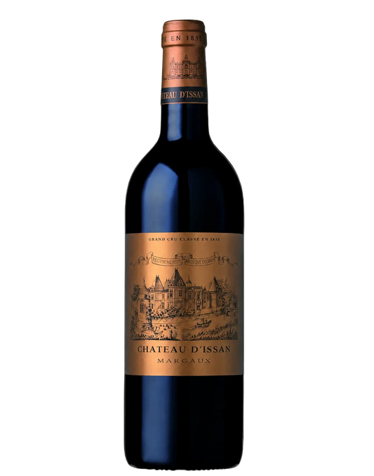 A bottle of Chateau d'Issan Margaux red wine
