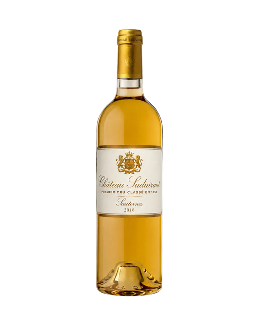 A bottle of Château Suduirat white wine